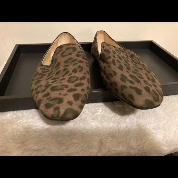 Auth Jimmy Choo Animal Print Brown Black Flats - Picture 2 of 14